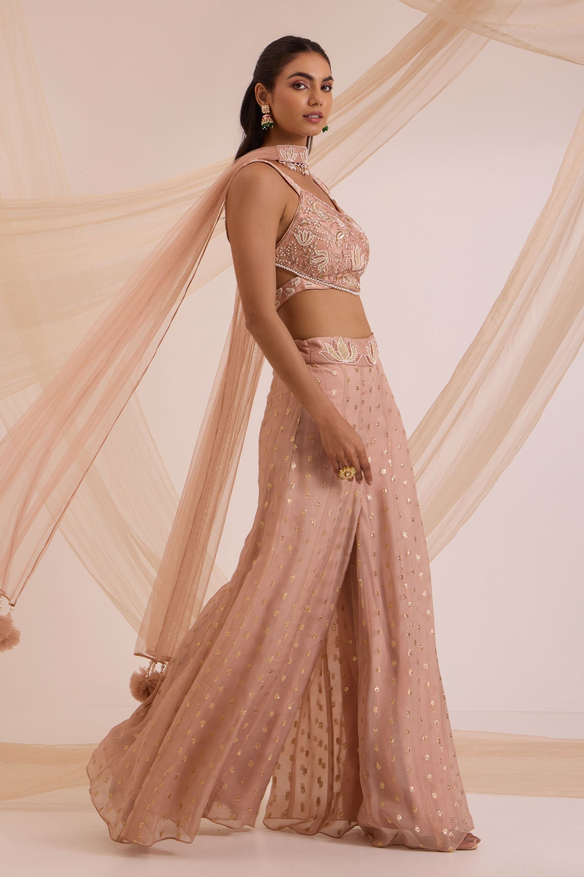 Buy Brown Lotus Work Sharara Set by Nitisha Kashyap for women online at ScrollnShops